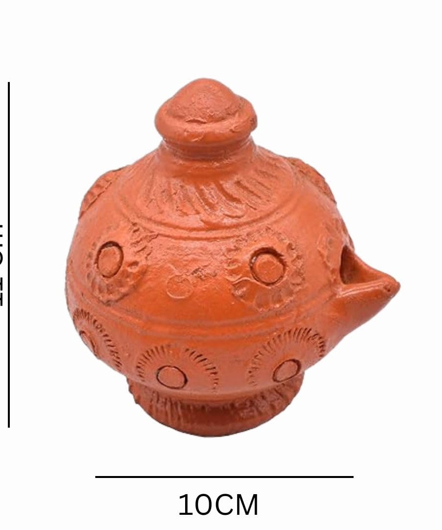 Terracotta Magic Diya| Handmade Orange Color Mud Diya Deepam with Handle