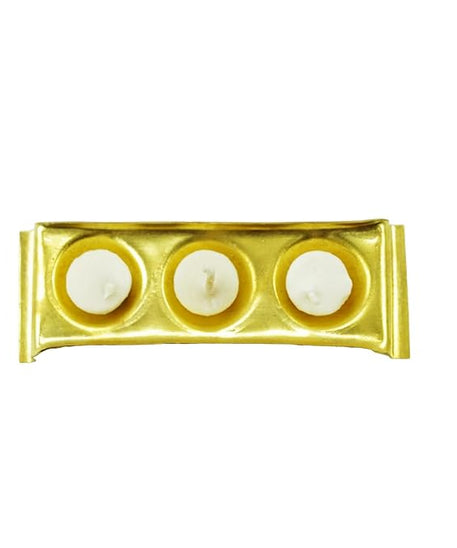 Brass Rectangular Ghee Diya Holder- Small