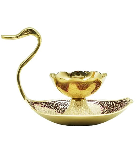 Brass Diya Lamp Kuber Deepak With Swan Design