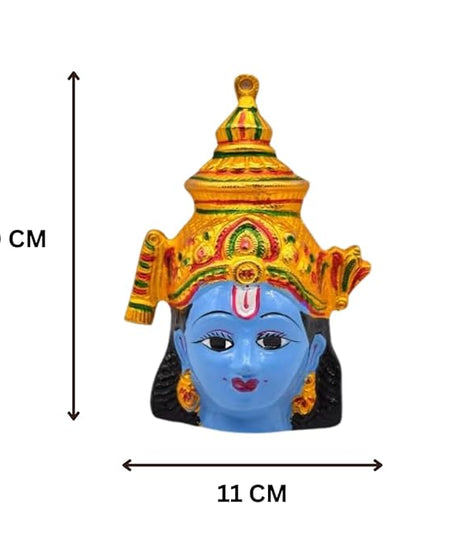 Metal Narayana Face Mask Idol (11 Inch Blue)