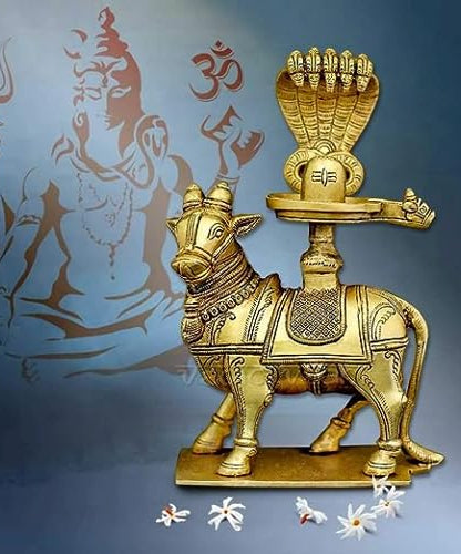 Lord Nandi with Shivlingam- Height-20 cms