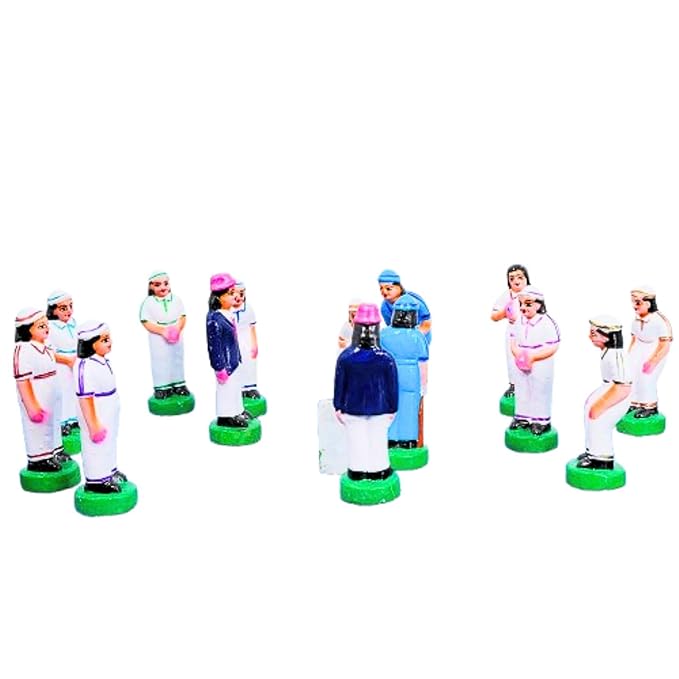 Handmade Clay Cricket Set Golu Dolls for Navrathri