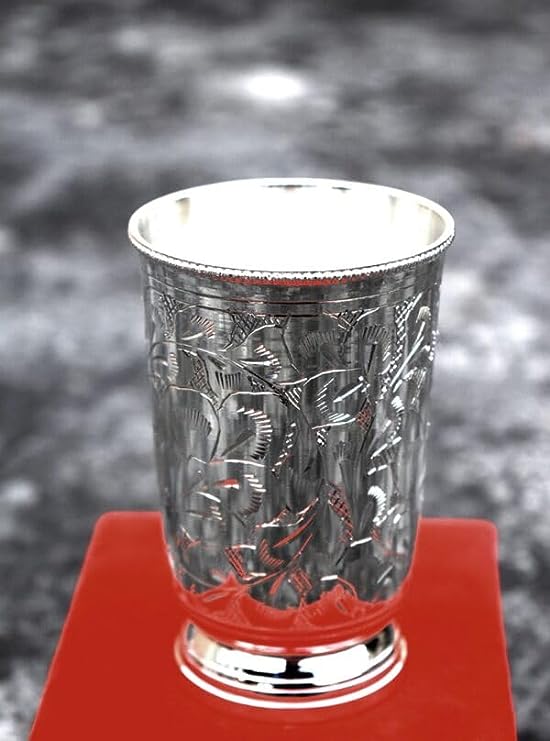 Silver Plated Brass Glass Silver – Single Pack 1 for Gift House Warming, Diwali, Wedding, Rakshbandhan &amp; Festival.