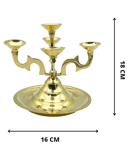 Brass Pancha Aarti Diya for Pooja Room