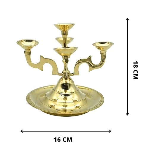 Brass Pancha Aarti Diya for Pooja Room