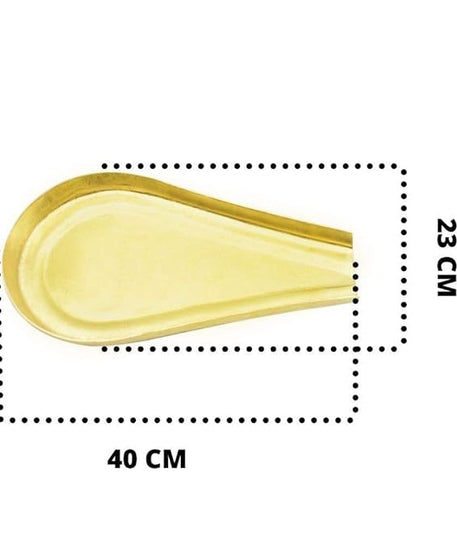 Round Design Plain Brass Abhishekam Plate Patra for God Idols (L x W x H): 40 cm x 23.5 cm x 5 cm )