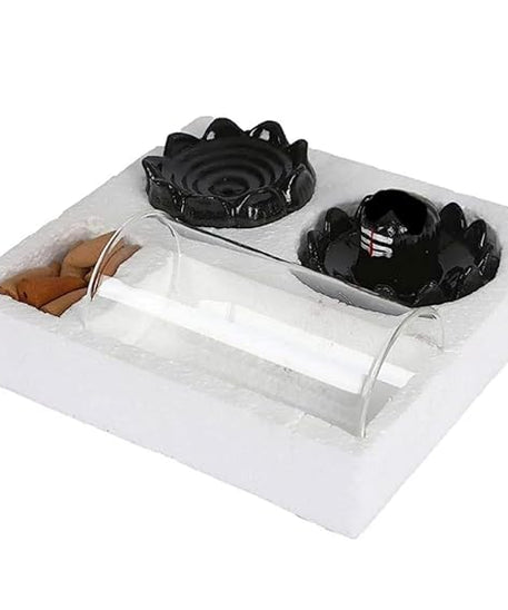 Shivling Design Backflow Smoke Fountain Incense Holder with 10 Backflow Cones