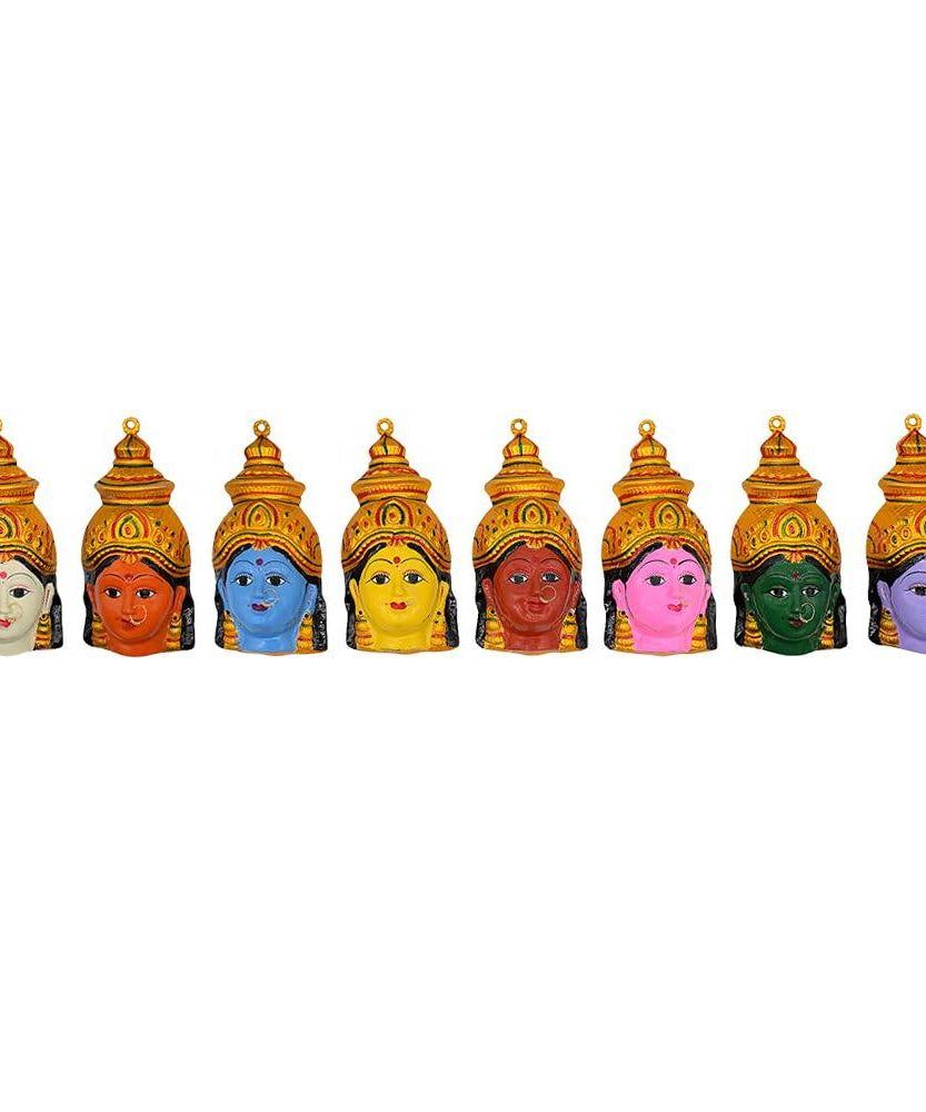 Metal Ashtalakshmi Devi Face Set of 8- each 7.5 Inch