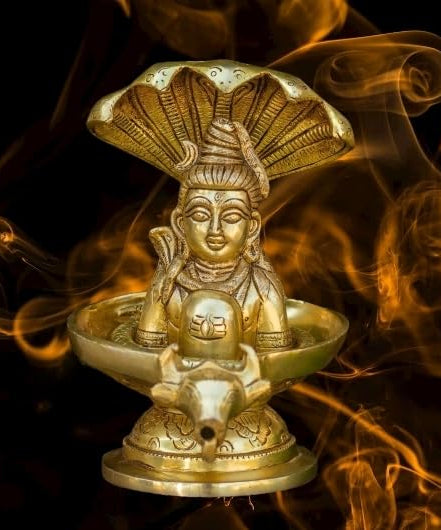 Shivalinga Abhishekam Set Brass Sculpture of Shiva with Nandi