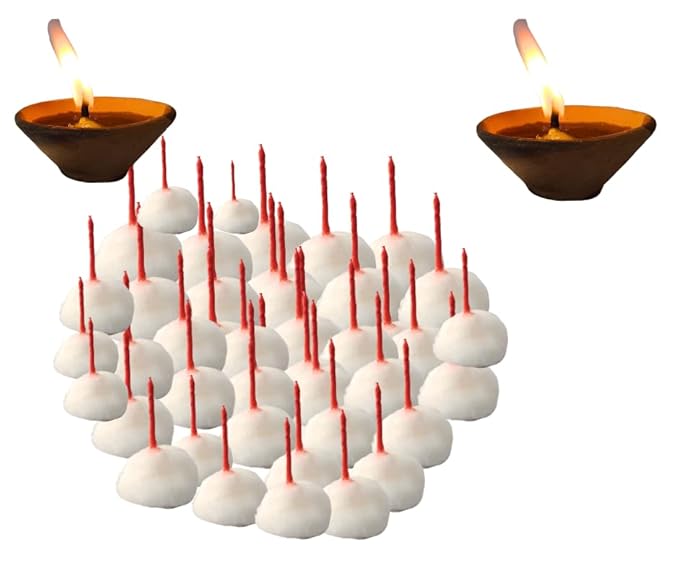 Round Cotton Batti Wicks For Aarti Ghee Diya Pooja Batti Red (Pack of 250ps)