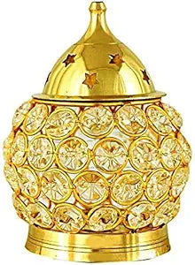 Akhand Diya Decorative Brass Crystal Kamal Oil Lamp