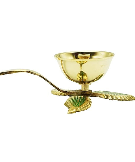 Brass Deep Akhand Jyoti Three Leaf Diya