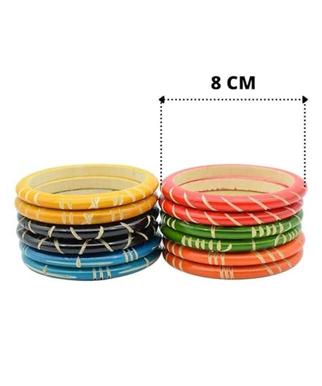 Wooden Handicrafted  Bangles Set of 12