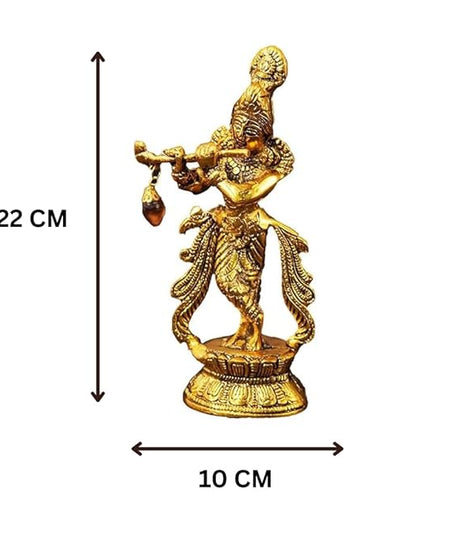 Lord Krishna Playing Flute Standing -Bansuri Kahna Ji Antique Finish Decorative Showpiece.