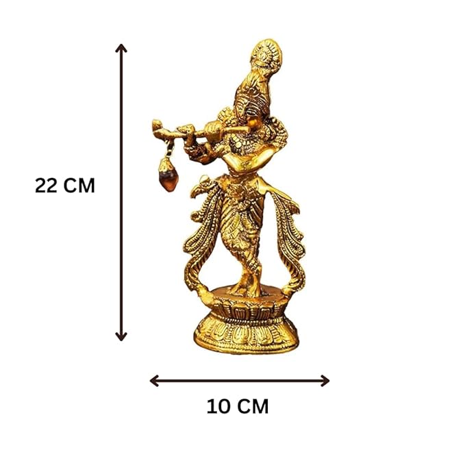 Lord Krishna Playing Flute Standing -Bansuri Kahna Ji Antique Finish Decorative Showpiece.