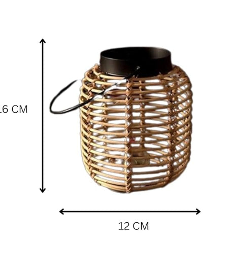 Cane Lantern/Candle Holder – Black and Natural