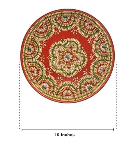 Beautiful Kundan Fancy Pooja Plate , Metal Colorful Pooja Aarti Thali Set.