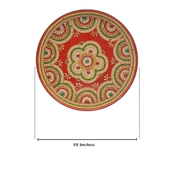 Beautiful Kundan Fancy Pooja Plate , Metal Colorful Pooja Aarti Thali Set.