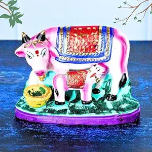 Pasu Kandru Cow Kolu Bommai for Navratri - Handmade Clay Doll - 10 cm