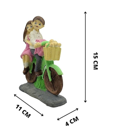 Love Couple Showpiece Sitting on Cycle for Valentine Gift