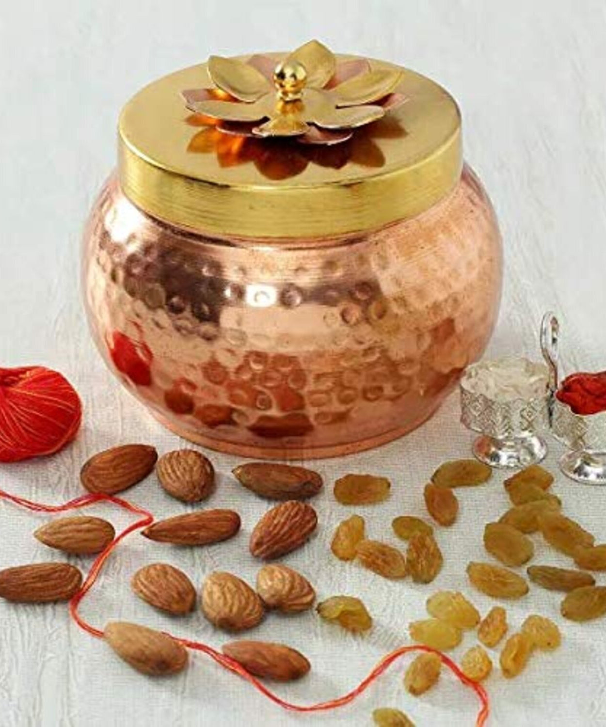 Copper Finish Metal Traditional Decorative Bowl for Festivals (Copper Brown)