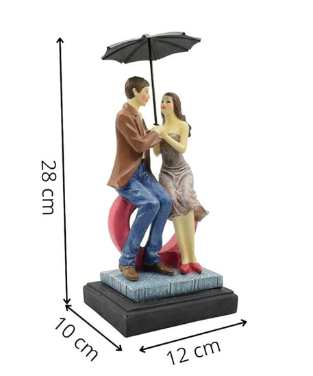 Love Couple Statue Showpiece Sitting on Love Symbol for Home Decor, Engagement and Valentine Day Gift