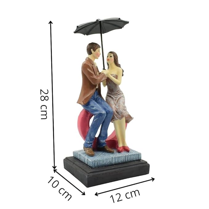 Love Couple Statue Showpiece Sitting on Love Symbol for Home Decor, Engagement and Valentine Day Gift
