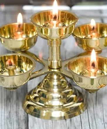 Brass Aarti Diya Stand for Pooja Room