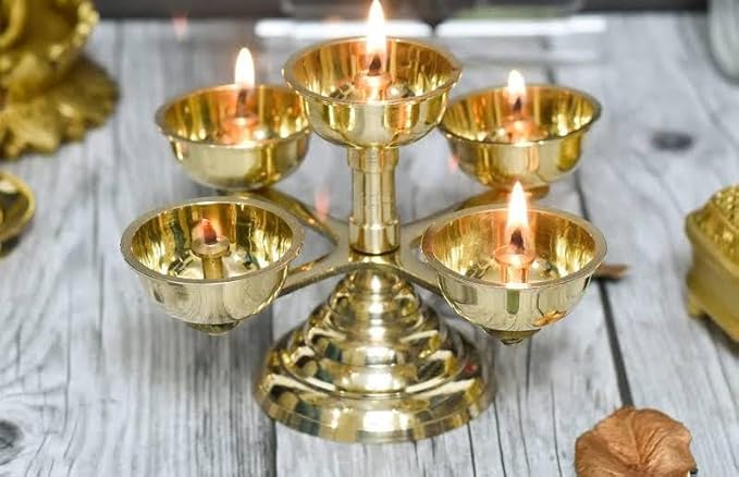 Brass Aarti Diya Stand for Pooja Room