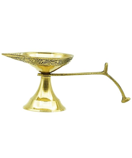 Brass Diya Ghee Lamp Puja Diya with Curved Handle