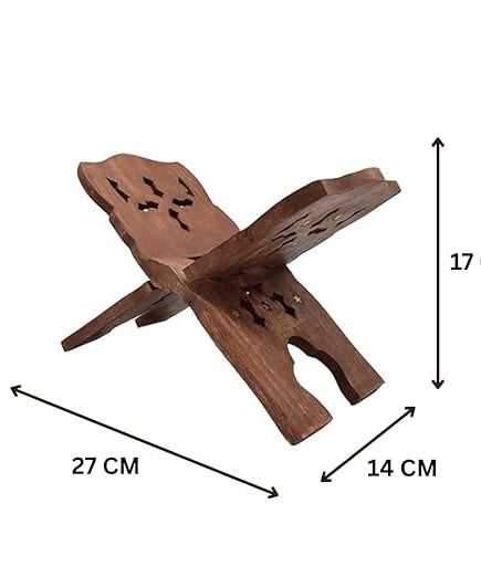 Wooden Holy Book Stand for Reading - Hand Craved Book Reading Stand (Length - 27 Cm)