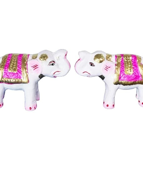 Elephant Golu Bommai in White Color For Navrathri