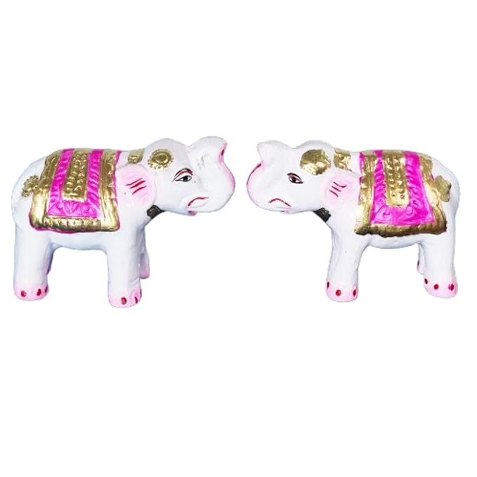 Elephant Golu Bommai in White Color For Navrathri