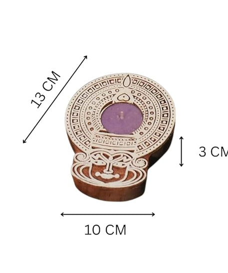 Kathakali Face Wooden Block T-Light Candle Holder