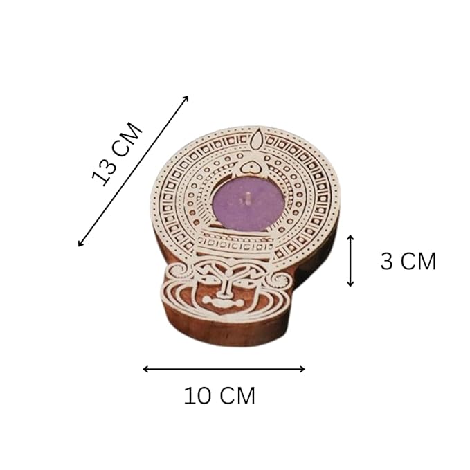 Kathakali Face Wooden Block T-Light Candle Holder