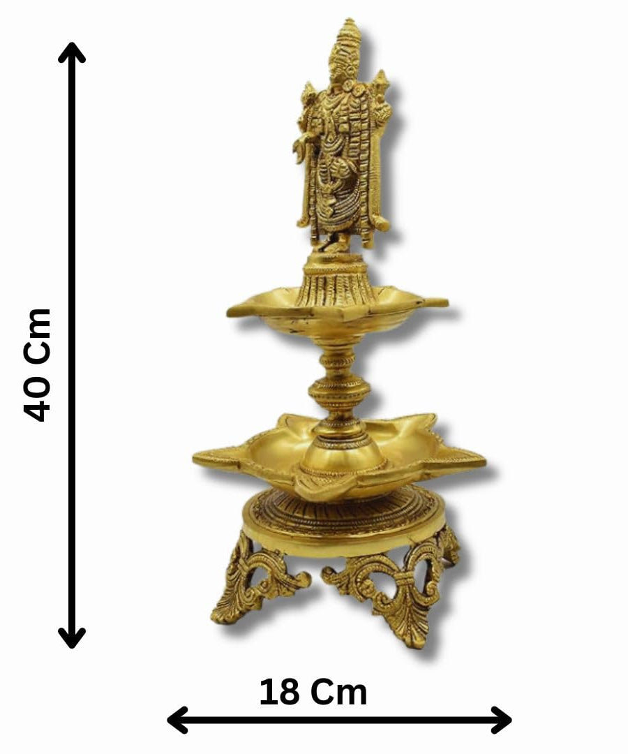 Tirupati balaji Brass Long Diya lamp(18cmx 18cmx 40cm)