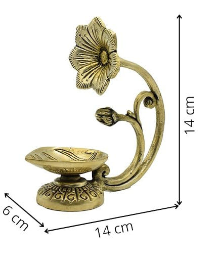 Brass Flower Design Standing Table Diya