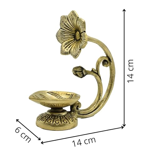 Brass Flower Design Standing Table Diya