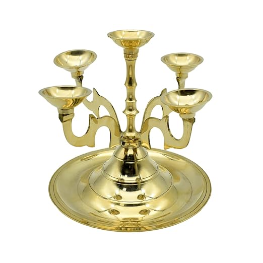 Brass Pancha Aarti Diya for Pooja Room