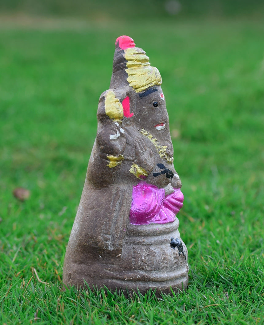 Eco Friendly Ganpati in Grey and Pink-6 inch