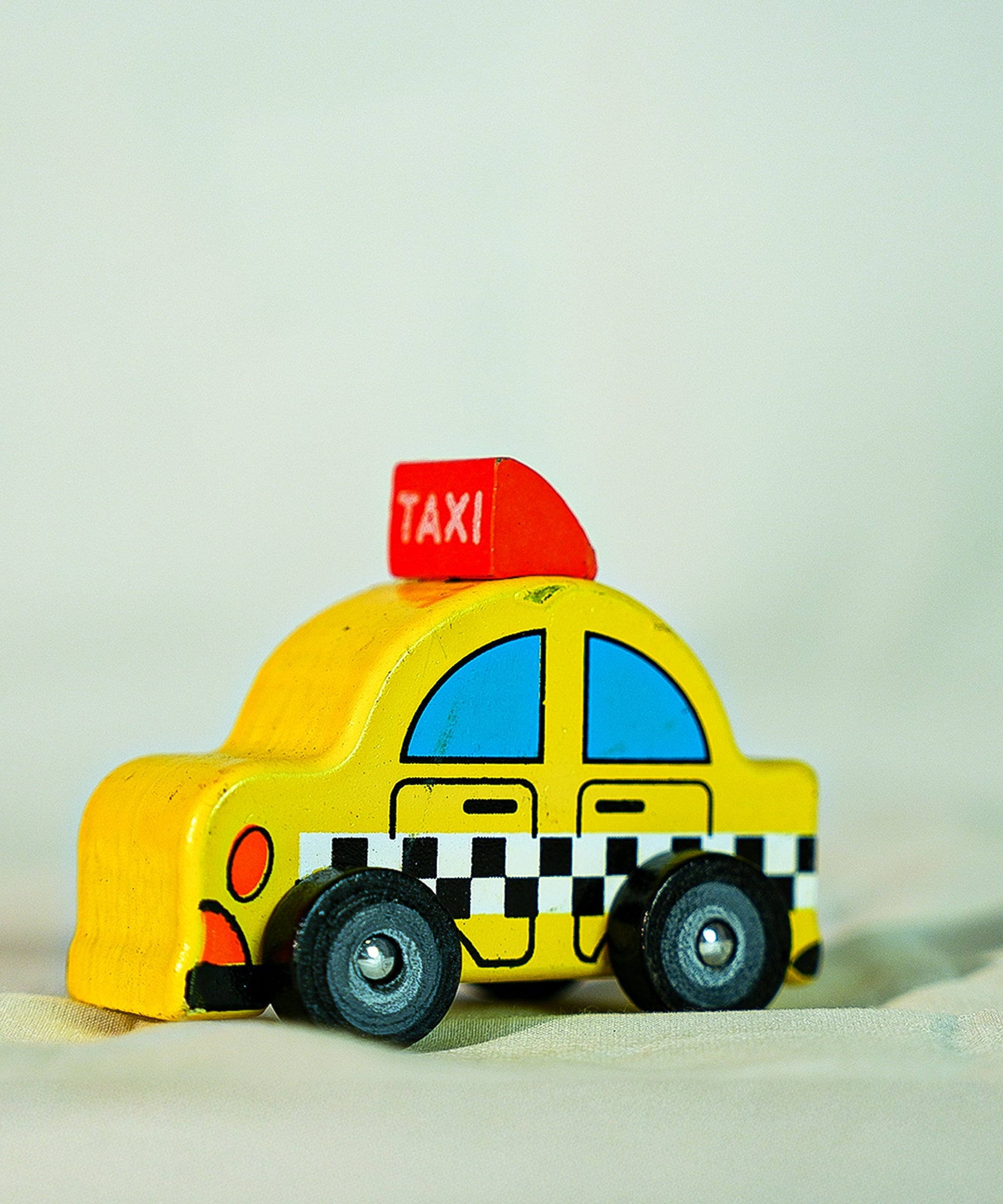 Handmade Channapatna Wooden Mini Taxi Toy - Classic Indian Toy