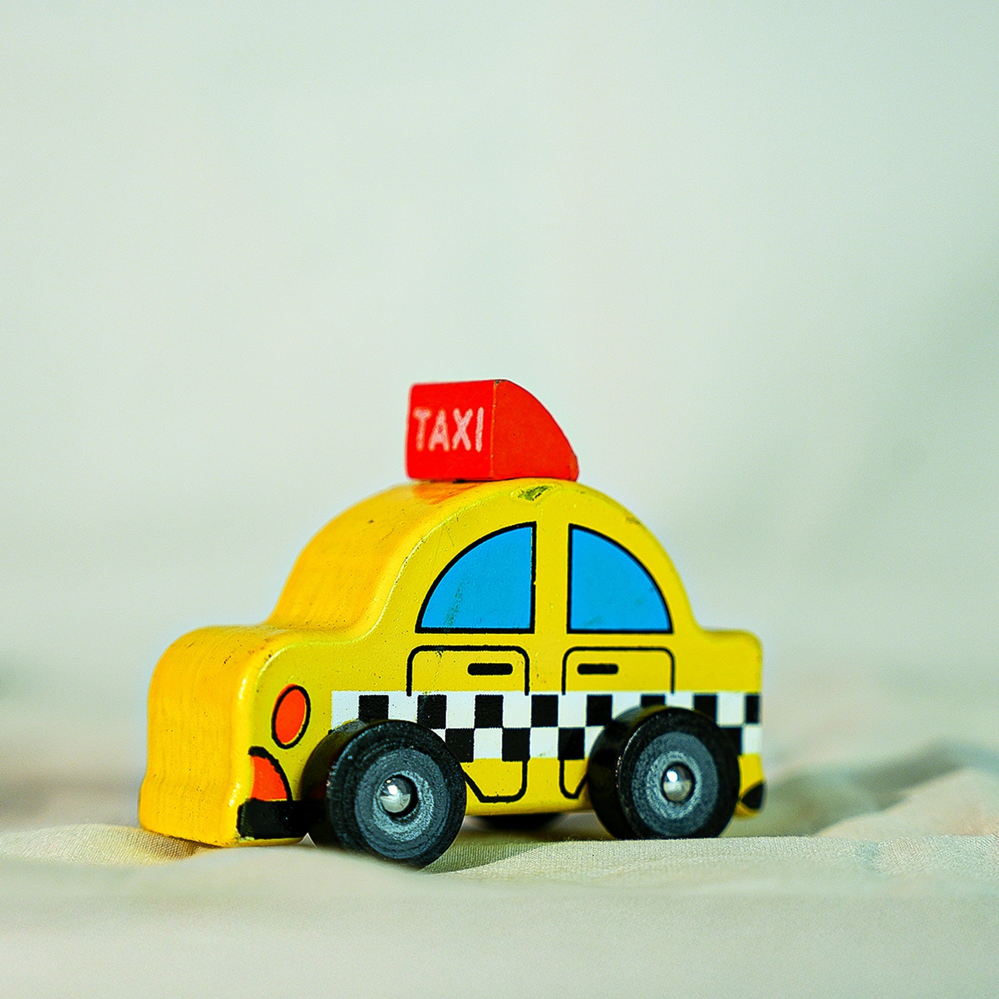 Handmade Channapatna Wooden Mini Taxi Toy - Classic Indian Toy