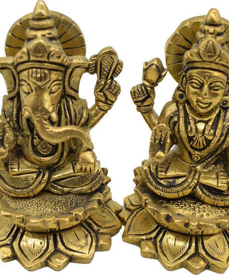 Lakshmi Ganesh Idol Brass Murti for Pooja Room