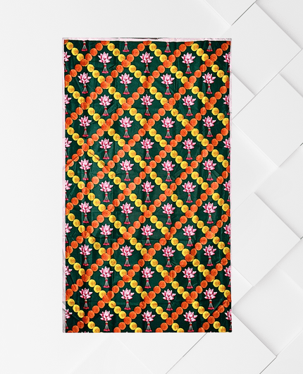 Marigold and Lotus Design Backdrop Cloth for Decoration Pooja and All Festivals