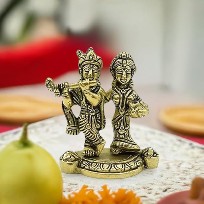 Brass Radha Krishna Showpiece Idol for Home Decor Gifting