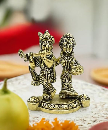 Brass Radha Krishna Showpiece Idol for Home Decor Gifting
