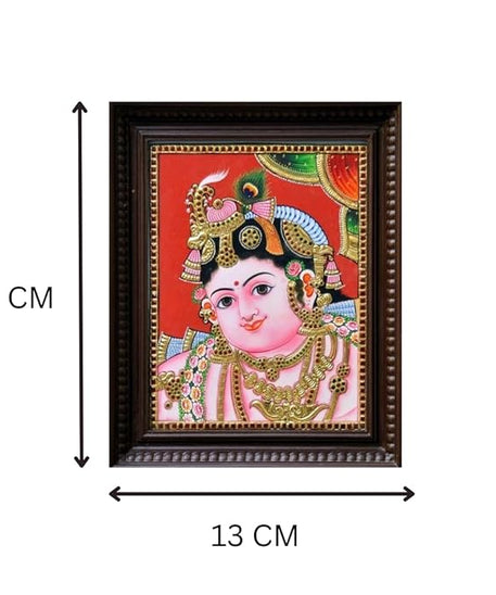 Krishna Tanjore Painting with Teakwood Frame