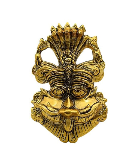 Metal Narsingh Kirtimukha Wall Hanging With Shesh Naag Goldnajarbattu Decorative Showpiece, Kirtimukha For Home Vastu