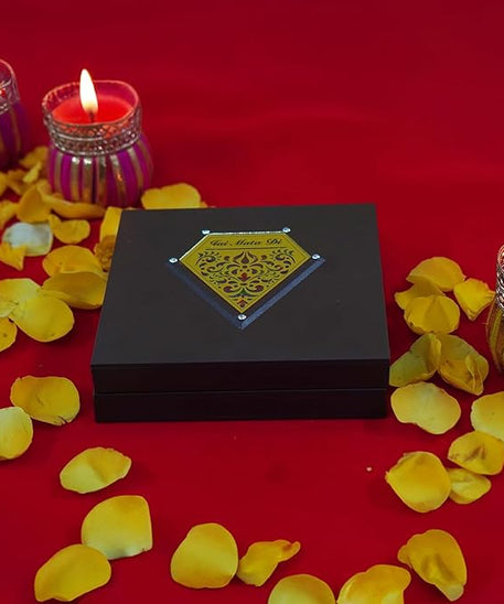 Ganesh Paduka Photo Frame with Shubh Labh Charan Paduka for Pooja Room, Return Pooja Gift Box Set