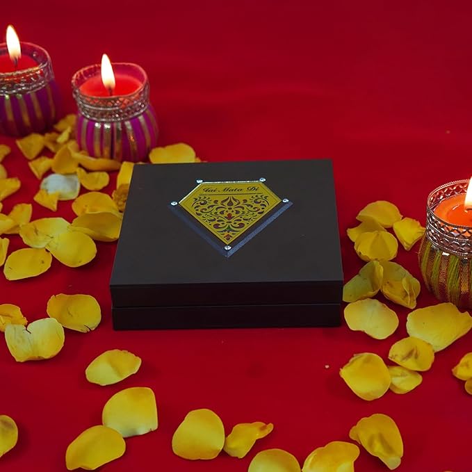 Ganesh Paduka Photo Frame with Shubh Labh Charan Paduka for Pooja Room, Return Pooja Gift Box Set